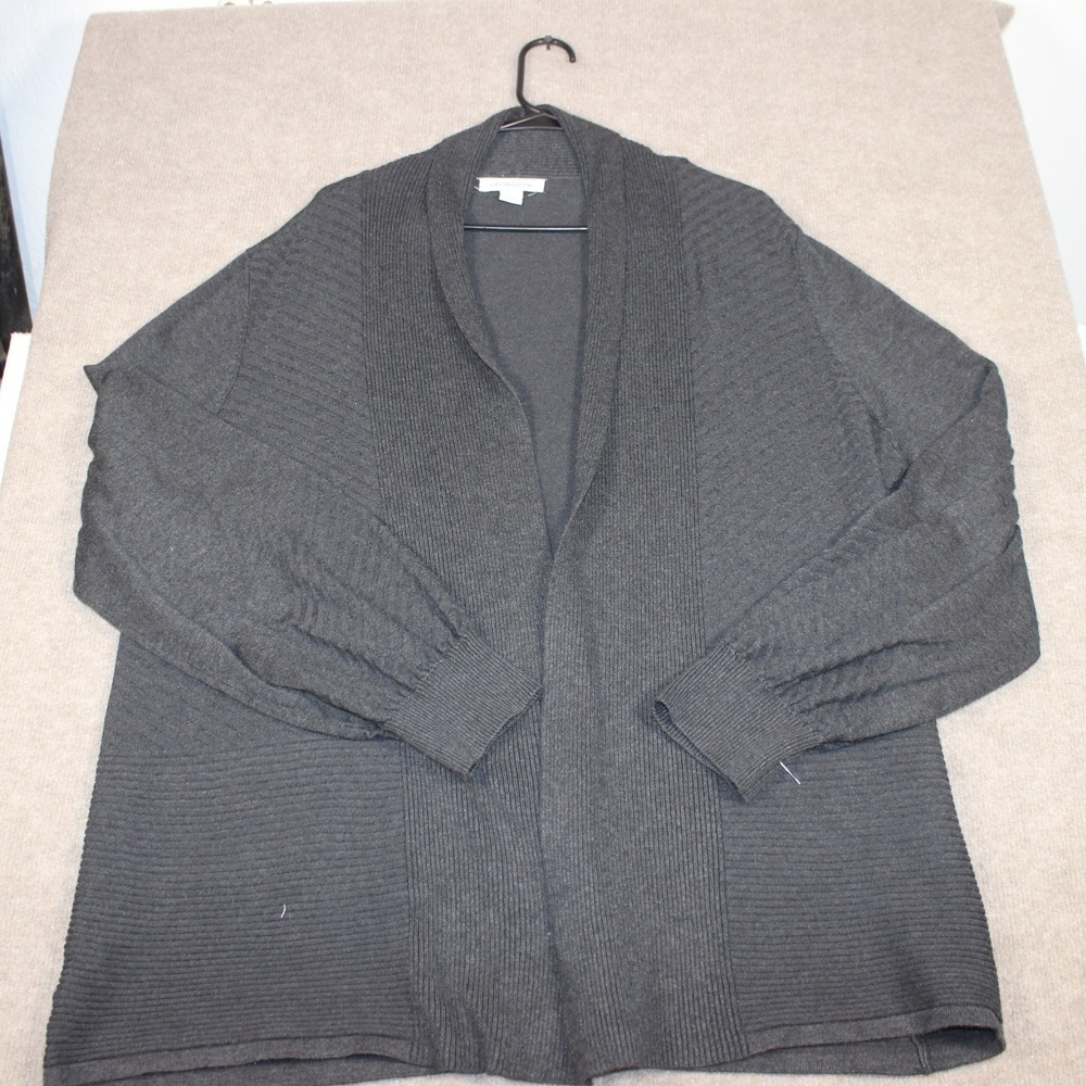 Liz Claiborne Charcoal Gray Ribbed Open‎ Front Shawl Collar Cardigan XXL